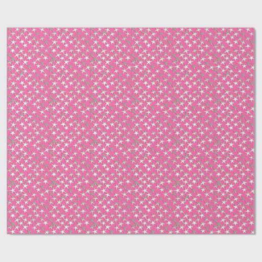Silver sterren op fuchsia roze cadeaupapier (Vlak)