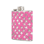 Silver sterren op fuchsia roze heupfles (Links)