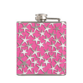 Silver sterren op fuchsia roze heupfles (Achterkant)