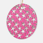 Silver sterren op fuchsia roze keramisch ornament (Links)