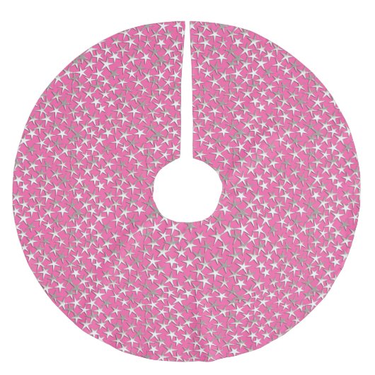 Silver sterren op fuchsia roze kerstboom rok (Voorkant)