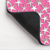 Silver sterren op fuchsia roze muismat (Hoek)
