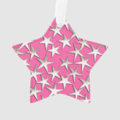 Silver sterren op fuchsia roze ornament (achterkant)