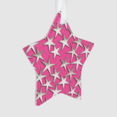 Silver sterren op fuchsia roze ornament (voorkant)