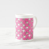 Silver sterren op fuchsia roze porselein kop (Voorkant rechts)