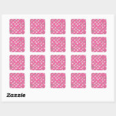 Silver sterren op fuchsia roze vierkante sticker (Vel)