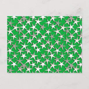 Silver sterren op smaragdgroen briefkaart