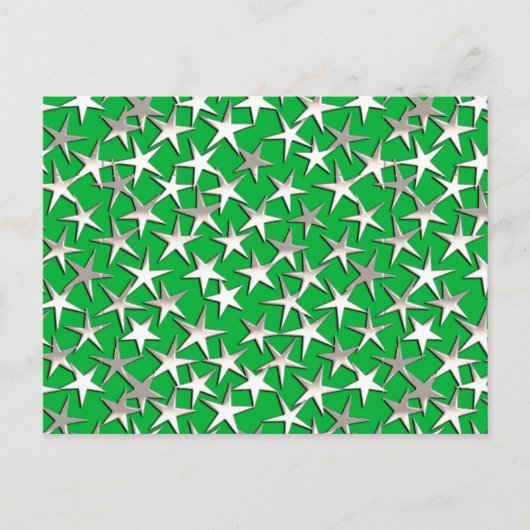 Silver sterren op smaragdgroen briefkaart (Voorkant)