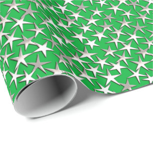 Silver sterren op smaragdgroen cadeaupapier