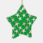 Silver sterren op smaragdgroen keramisch ornament (Rechts)