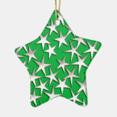 Silver sterren op smaragdgroen keramisch ornament (Links)
