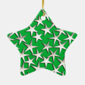 Silver sterren op smaragdgroen keramisch ornament (Achterkant)