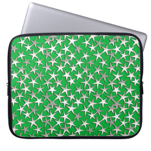Silver sterren op smaragdgroen laptop sleeve