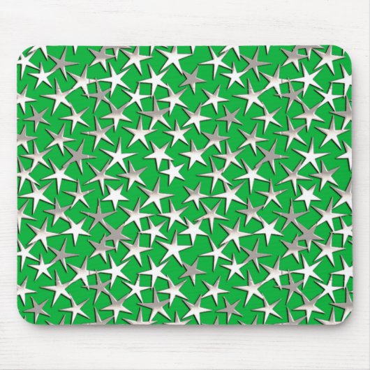 Silver sterren op smaragdgroen muismat (Voorkant)