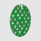 Silver sterren op smaragdgroen ornament (voorkant)