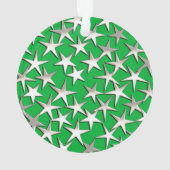 Silver sterren op smaragdgroen ornament (achterkant)