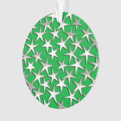 Silver sterren op smaragdgroen ornament (voorkant)