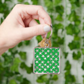 Silver sterren op smaragdgroen sleutelhanger (Hand)