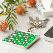 Silver sterren op smaragdgroen sleutelhanger (Zijkant)