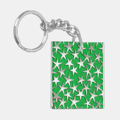 Silver sterren op smaragdgroen sleutelhanger (Voorkant Links)