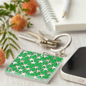 Silver sterren op smaragdgroen sleutelhanger (Voorkant Rechts)