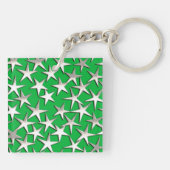 Silver sterren op smaragdgroen sleutelhanger (Achterkant)