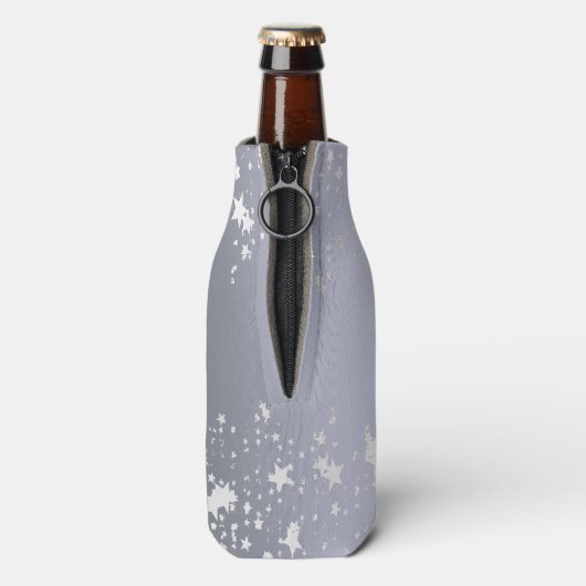 Silver sterren White party monogram name Flesjeskoeler (Fles Achterkant)