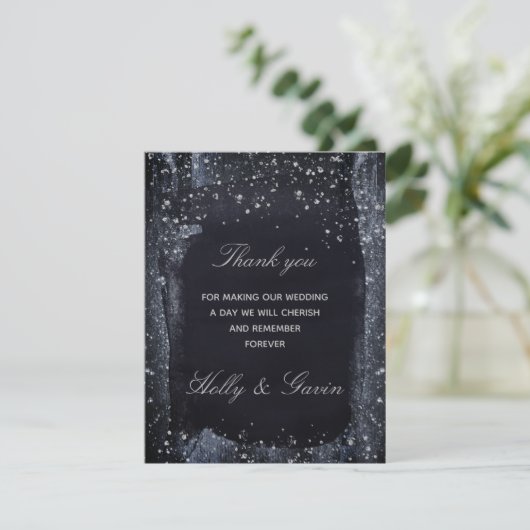 Silver Sterrennacht bruiloft dank u kaart (Staand voorkant)