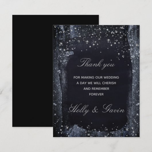 Silver Sterrennacht bruiloft dank u kaart (Voorkant / Achterkant)