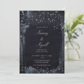 Silver Sterrennacht Party Invitation Kaart (Staand voorkant)