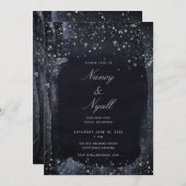 Silver Sterrennacht Party Invitation Kaart (Voorkant / Achterkant)