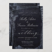 Silver Sterrennacht Wedding 2 Invitation Suite Kaart (Voorkant / Achterkant)