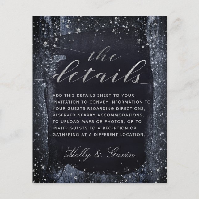 Silver Sterrennacht Wedding Details Enclosure (Voorkant)