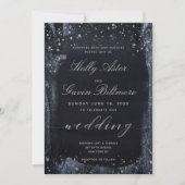 Silver Sterrennacht Wedding Invitation Suite Kaart (Voorkant)