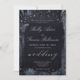 Silver Sterrennacht Wedding Invitation Suite Kaart