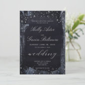 Silver Sterrennacht Wedding Invitation Suite Kaart (Staand voorkant)