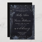 Silver Sterrennacht Wedding Invitation Suite Kaart (Voorkant / Achterkant)
