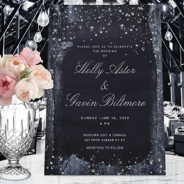 Silver Sterrennacht Wedding Invitation Suite Kaart