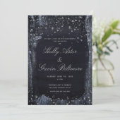 Silver Sterrennacht Wedding Invitation Suite Kaart (Staand voorkant)