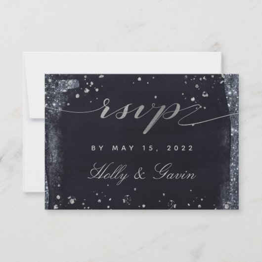 Silver Sterrennacht Wedding Mail-In RSVP (Voorkant)