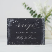 Silver Sterrennacht Wedding Mail-In RSVP (Staand voorkant)