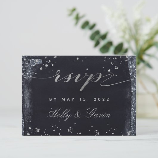 Silver Sterrennacht Wedding Mail-In RSVP (Staand voorkant)