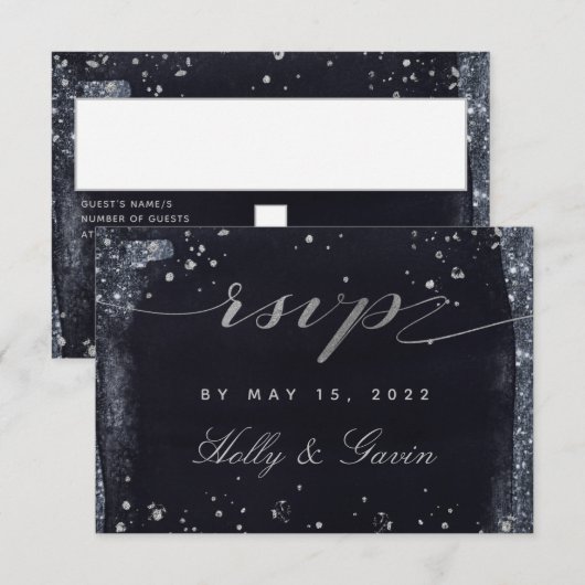 Silver Sterrennacht Wedding Mail-In RSVP (Voorkant / Achterkant)