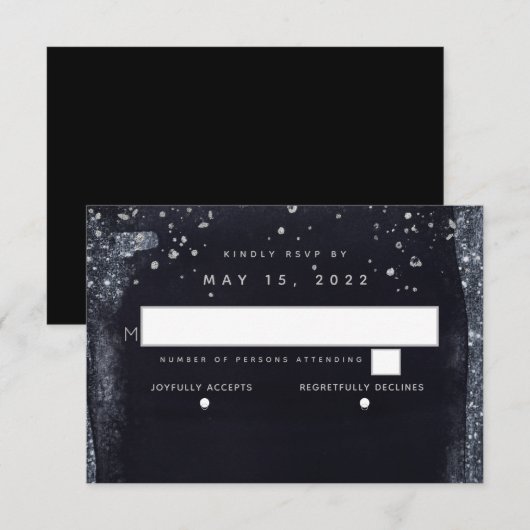 Silver Sterrennacht Wedding No Meal Choice RSVP (Voorkant / Achterkant)