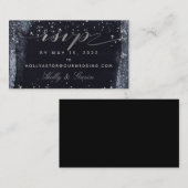 Silver Sterrennacht Wedding Online RSVP-kaart Visitekaartje (Voorkant / Achterkant)