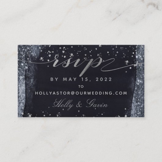 Silver Sterrennacht Wedding Online RSVP-kaart Visitekaartje (Voorkant)