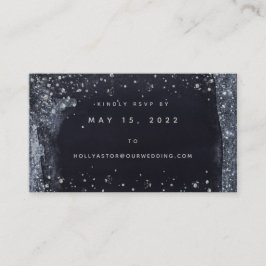 Silver Sterrennacht Wedding Online RSVP-kaart Visitekaartje