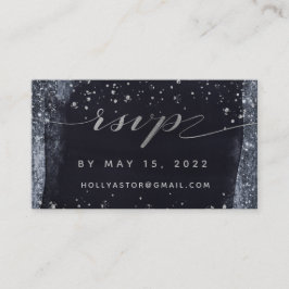 Silver Sterrennacht Wedding Online RSVP-kaart Visitekaartje