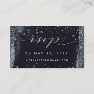 Silver Sterrennacht Wedding Online RSVP-kaart Visitekaartje
