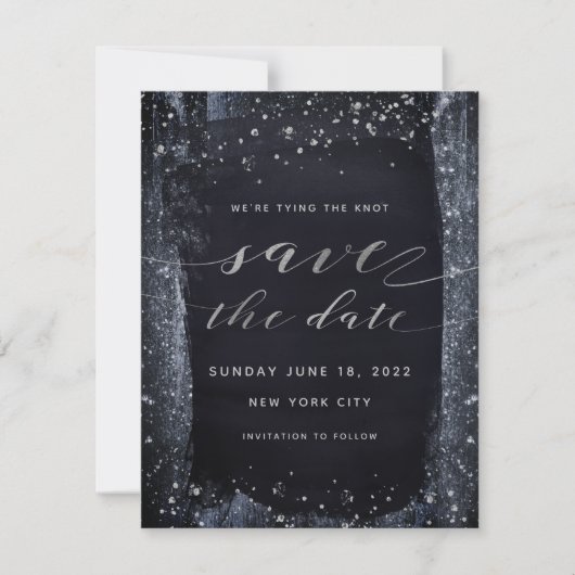Silver Sterrennacht Wedding Save the Date (Voorkant)